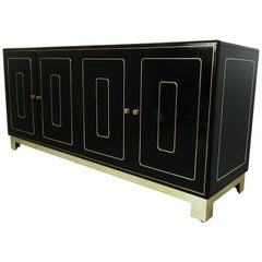Four-Door Credenza in Black Lacquer by Romweber