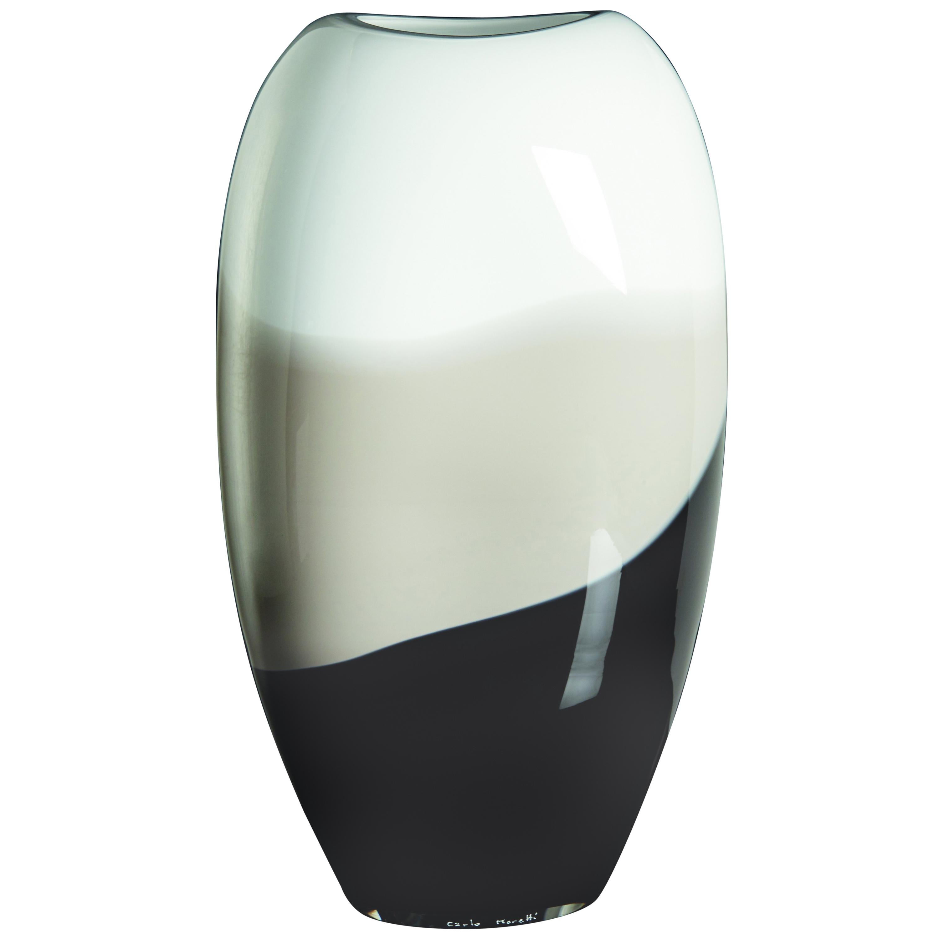 Ellisse Vase in White, Grey and Black by Carlo Moretti For Sale