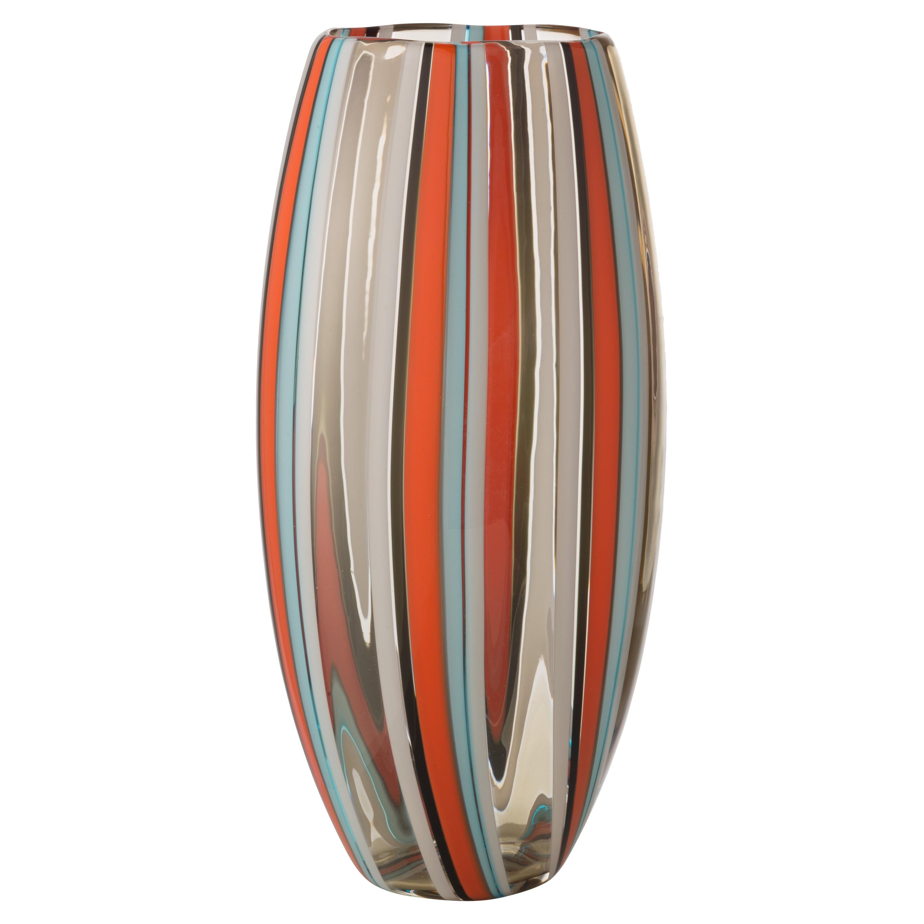 Salviati Large Perles Vase in Orange and Aquamarine  im Angebot