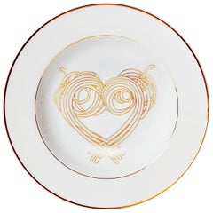 Dinner Pasta Porcelain Plate with gold Collection "Le Coeur De La Mamma"