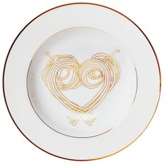 Dinner Pasta Porcelain Plate with gold Collection "Le Coeur De La Mamma"