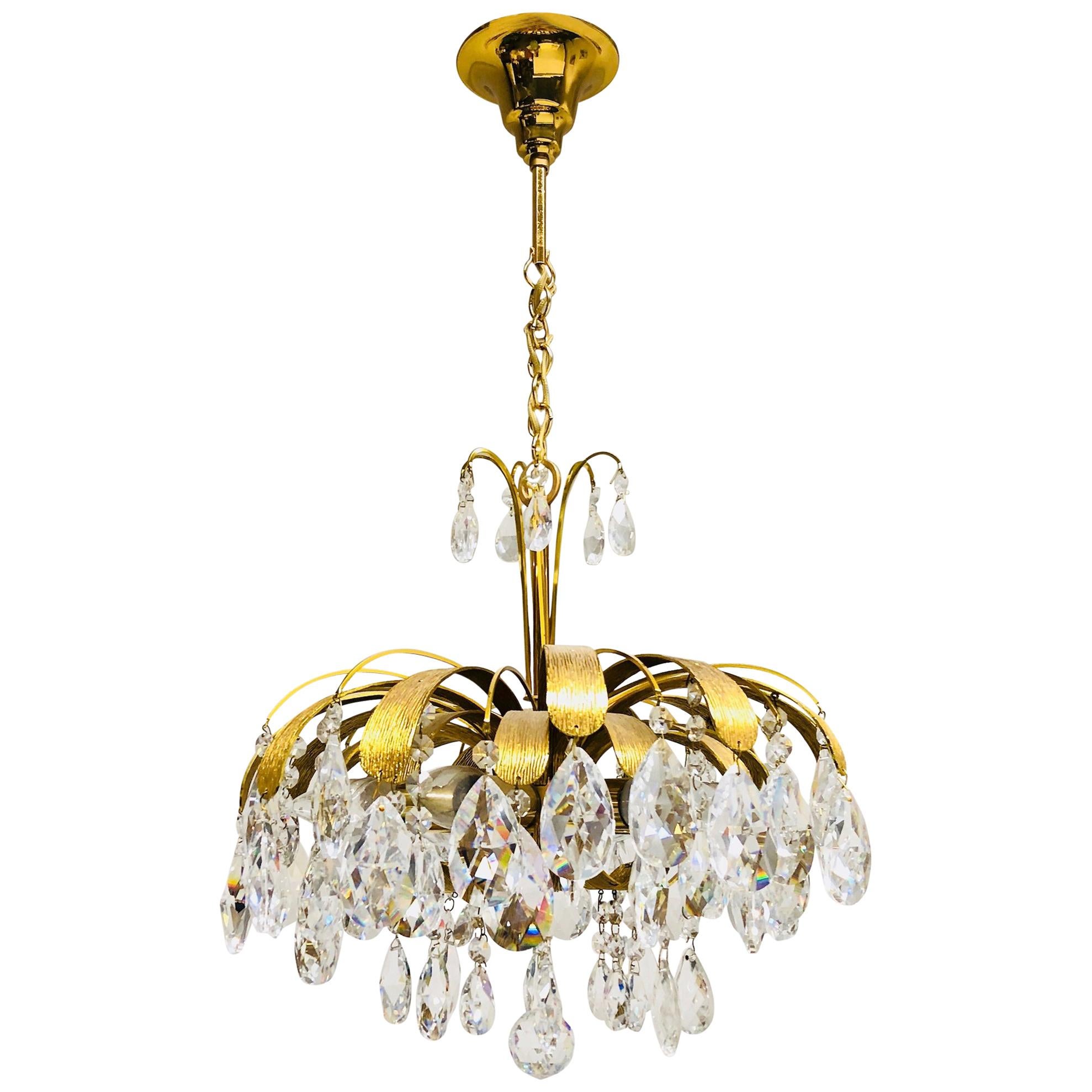 Stunning Beautiful Gold-Plated “The Palm" Chandelier by Palwa, 1960s