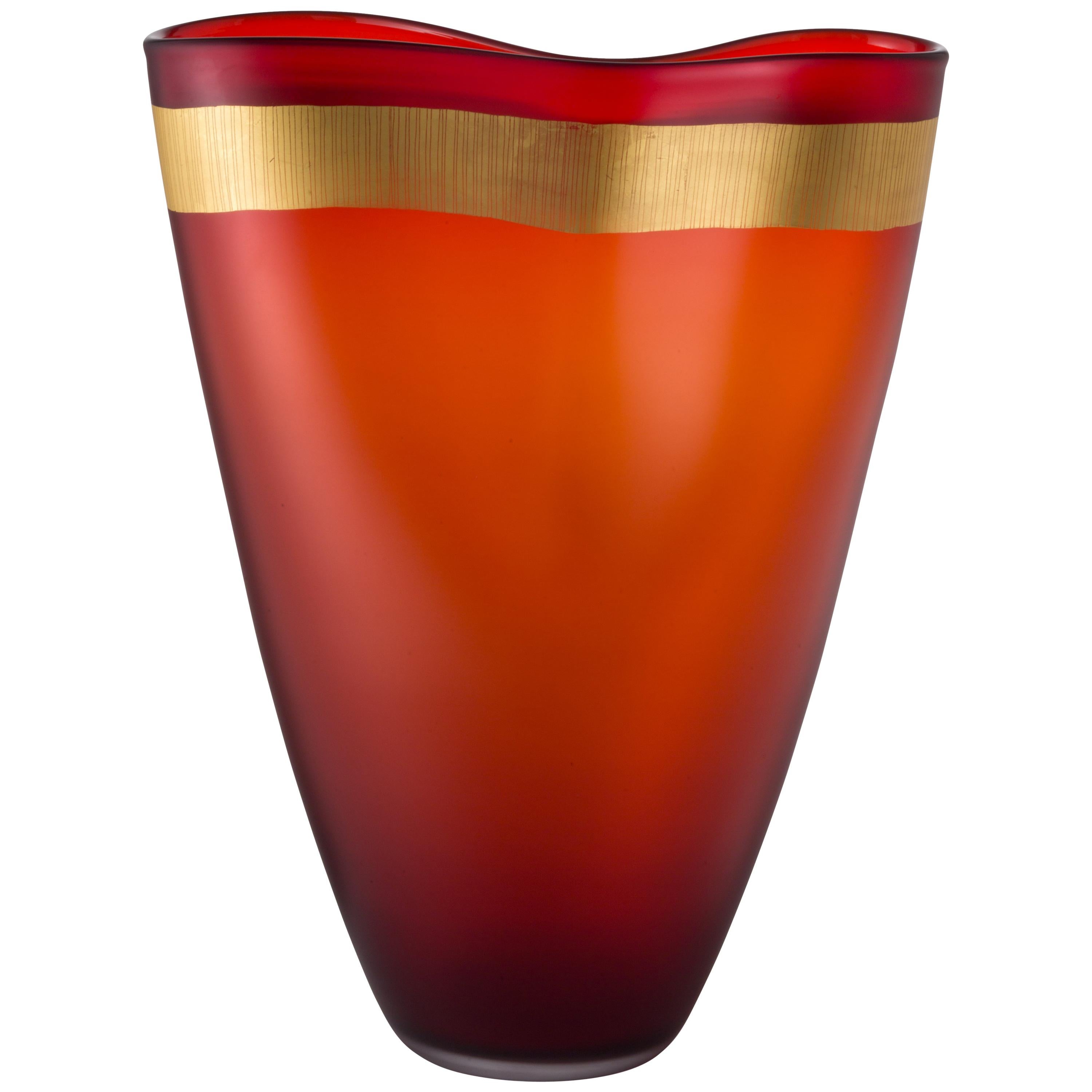 Große Pizzicati-Vase in Rot von Norberto Moretti, Norberto Moretti im Angebot