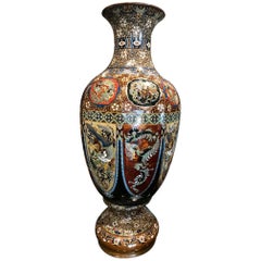 A Large Japanese Cloisonné Enamel Baluster Vase, (Made in the Meiji Period)