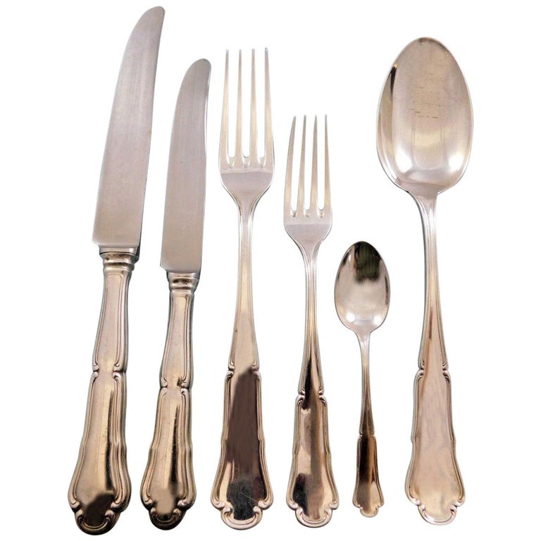 Savoy Italian Italy 800 Silver Flatware Set for 12 Service 77 Pieces