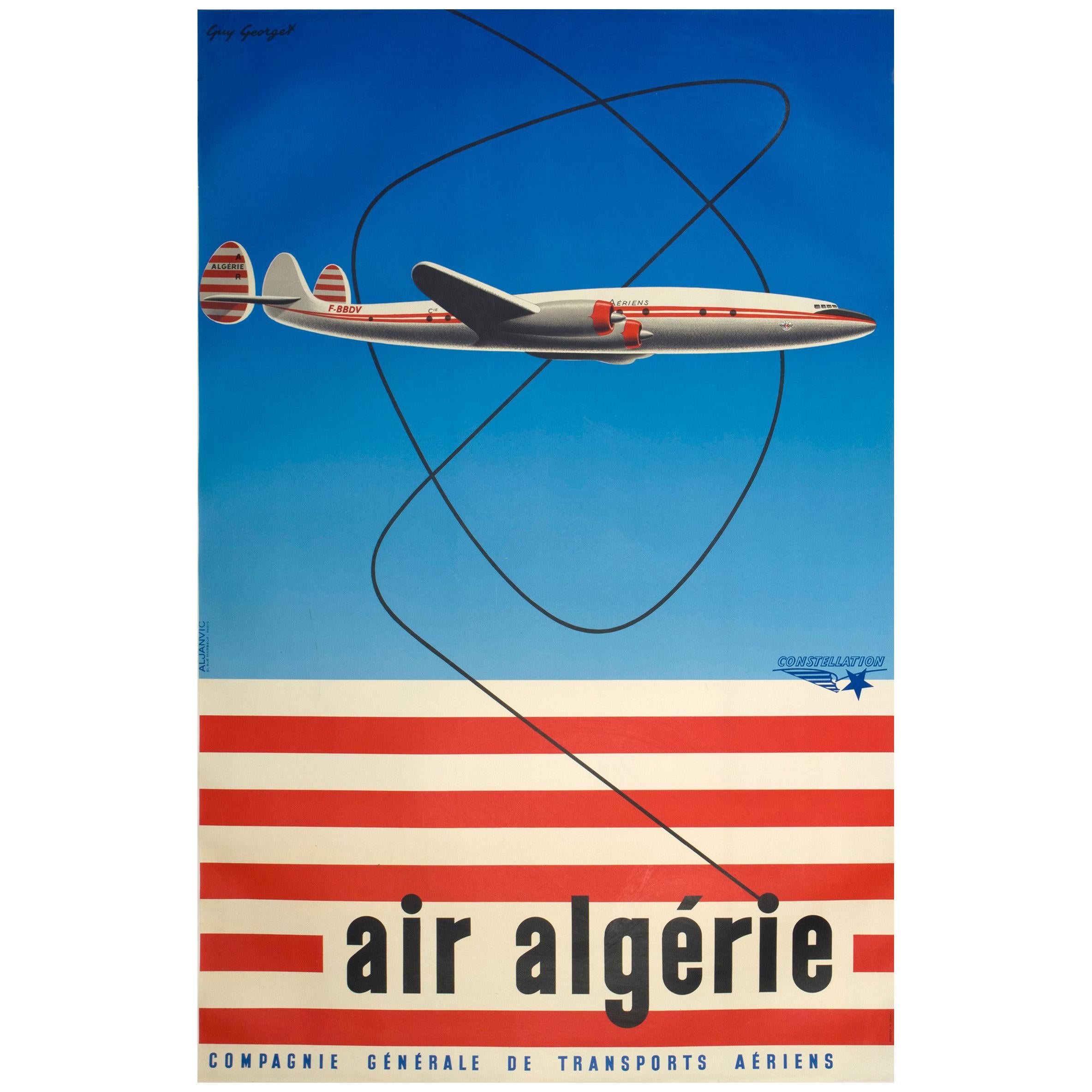1950s Air Algerie Poster by Georget Featuring a Lockheed Constellation