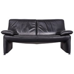 Laauser Flair Designer Leather Sofa Black Two-Seat Couch