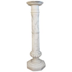 Large & Stunning Early 1900s Roman Classical Alabaster Column Pedestal Stand