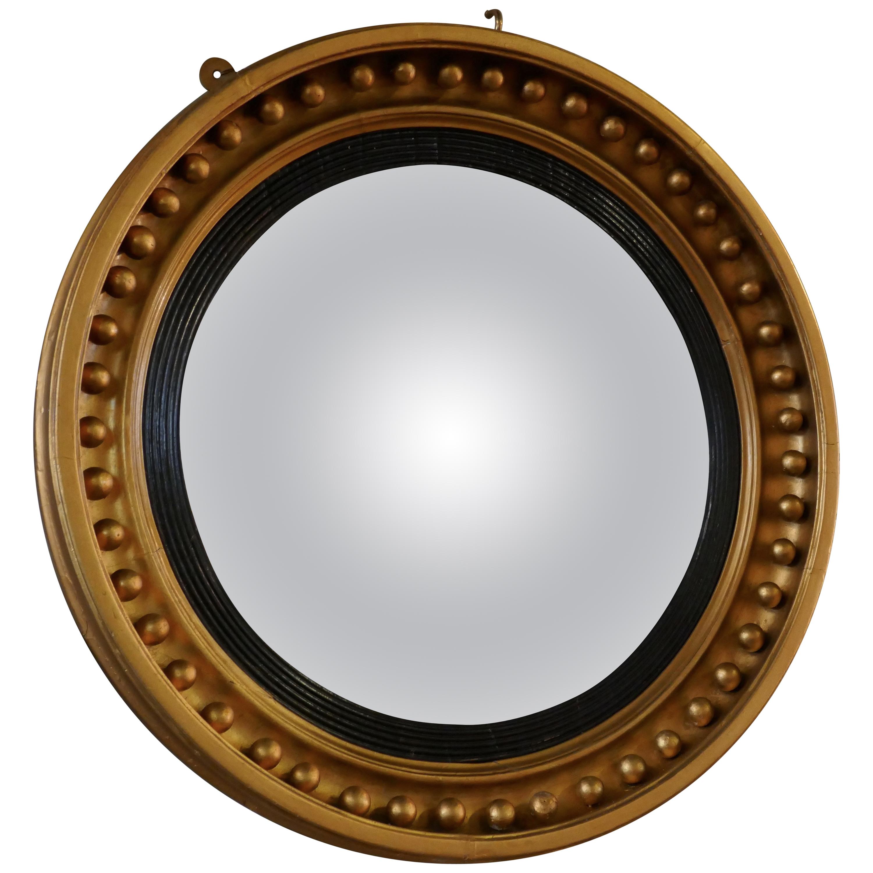 Large Regency Convex Gilt Wall Mirror