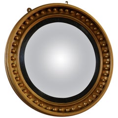 Antique Large Regency Convex Gilt Wall Mirror