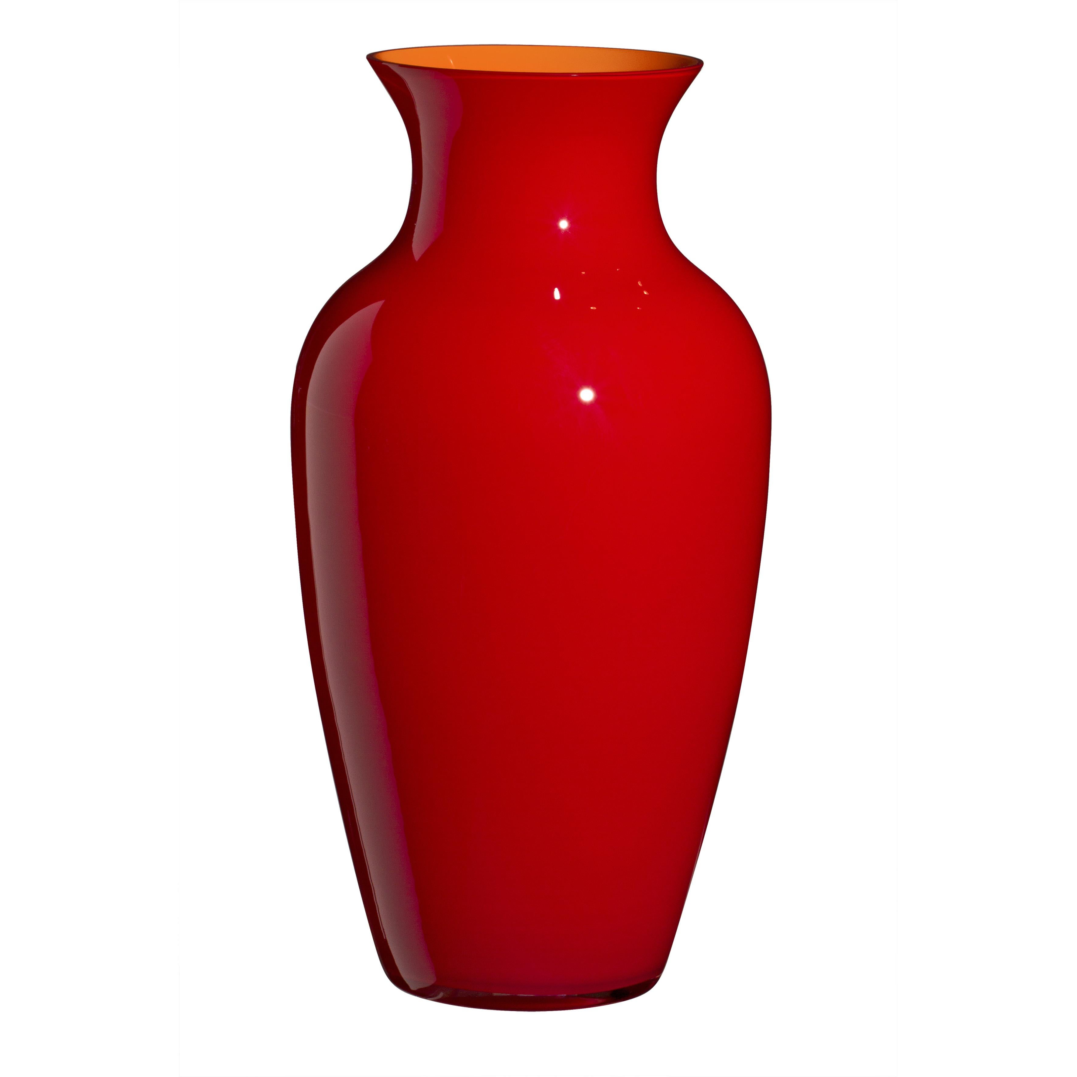 Grand vase I Cinesi rouge vif par Carlo Moretti