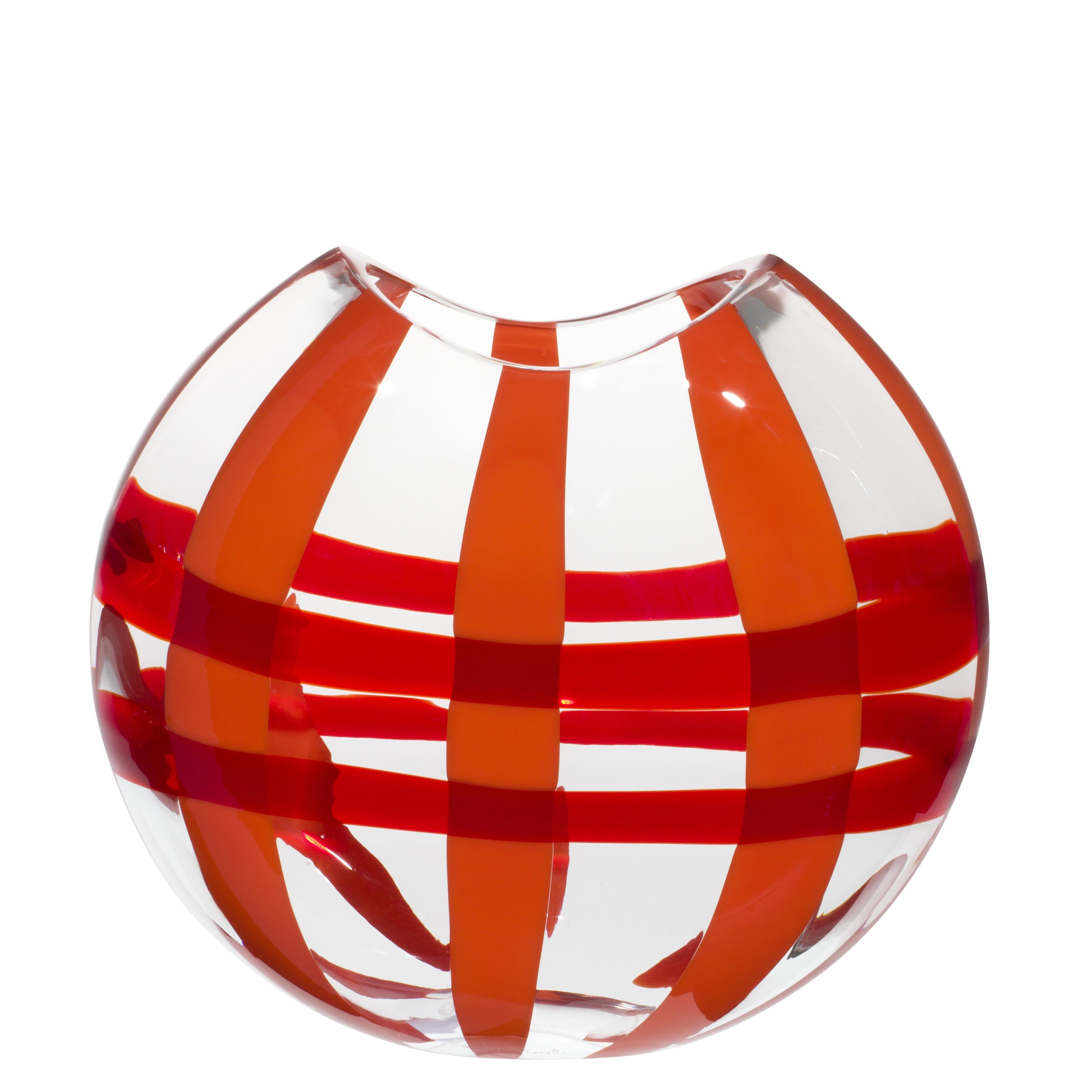 Small Eclissi Vase in Orange and Red by Carlo Moretti