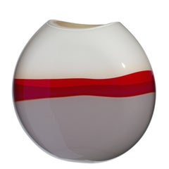 Große große Eclissi-Vase in Rot, Elfenbein und Grau von Carlo Moretti