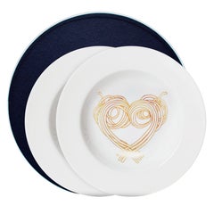 Boîte de 2 assiettes à pâtes de table sans or Collection Le Coeur De La Mamma