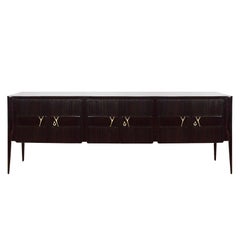 1945-1950 Sideboard in the Style of Ico Parisi, Mahogany, Bronze, Brass, Italy