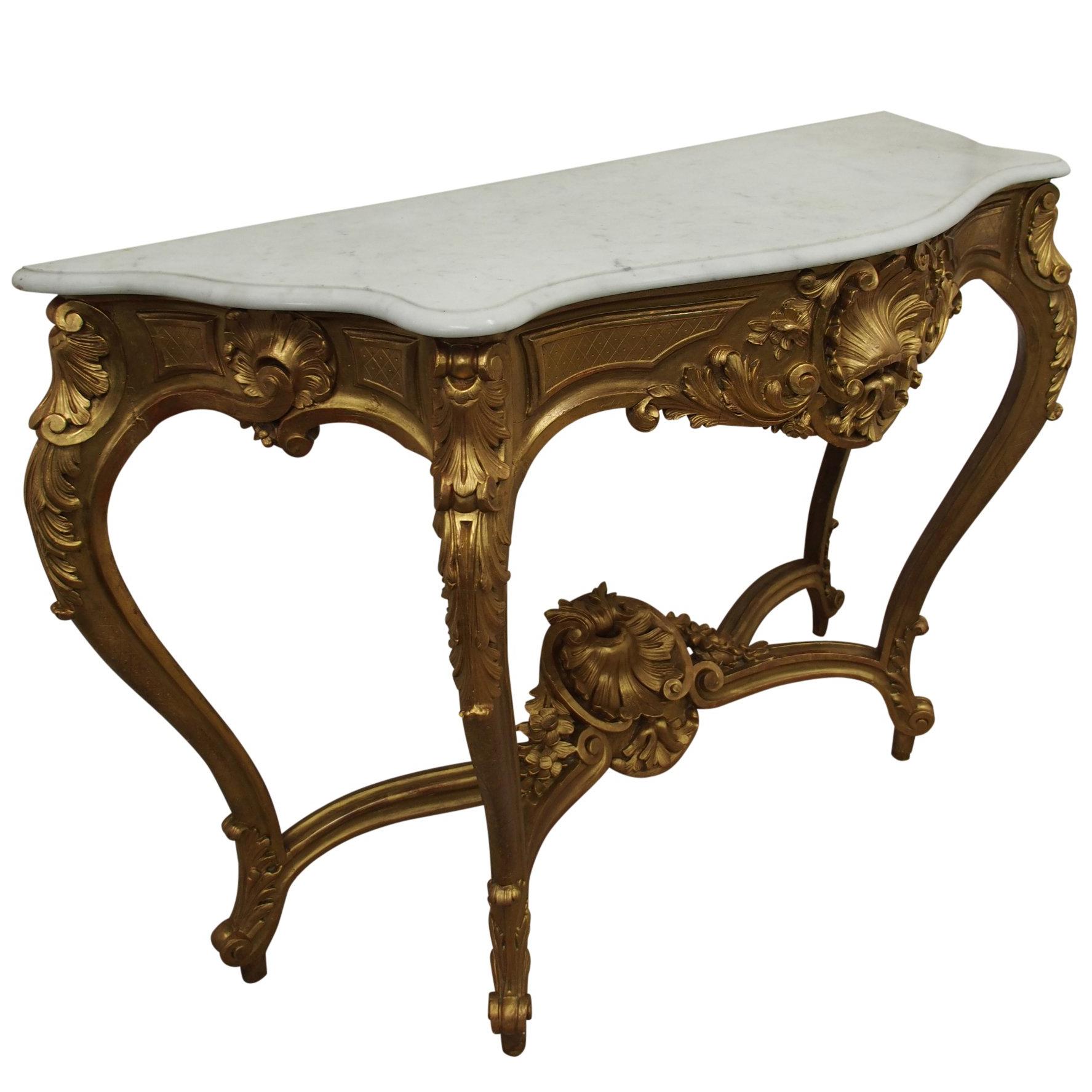 Victorian Marble Top Console Table For Sale
