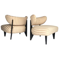 Exceptional Pair of Slipper Chairs in the Style of Gio Ponti