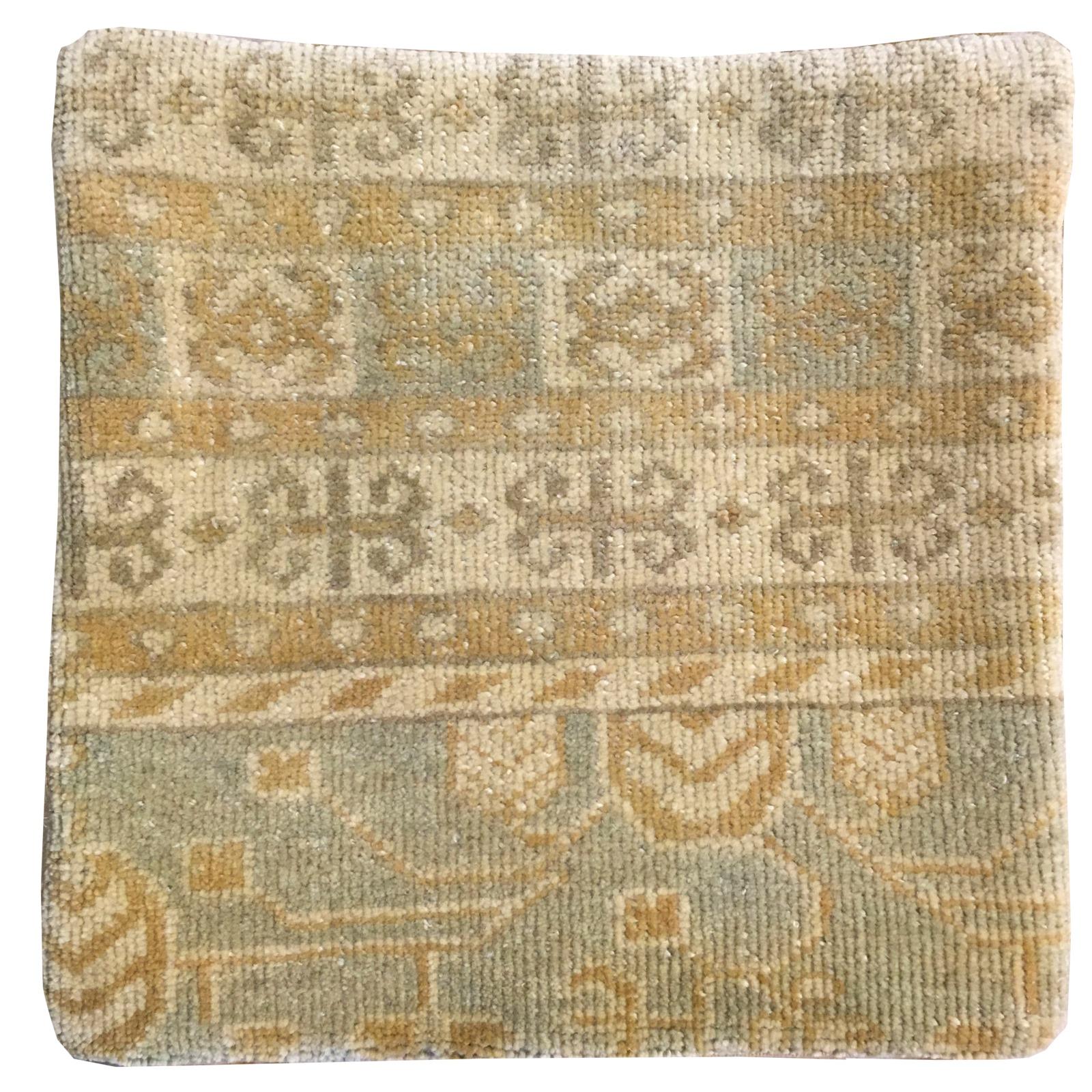 Khotan Samarkand Decorative Hand-Knotted Rug Pillow Cover For Sale