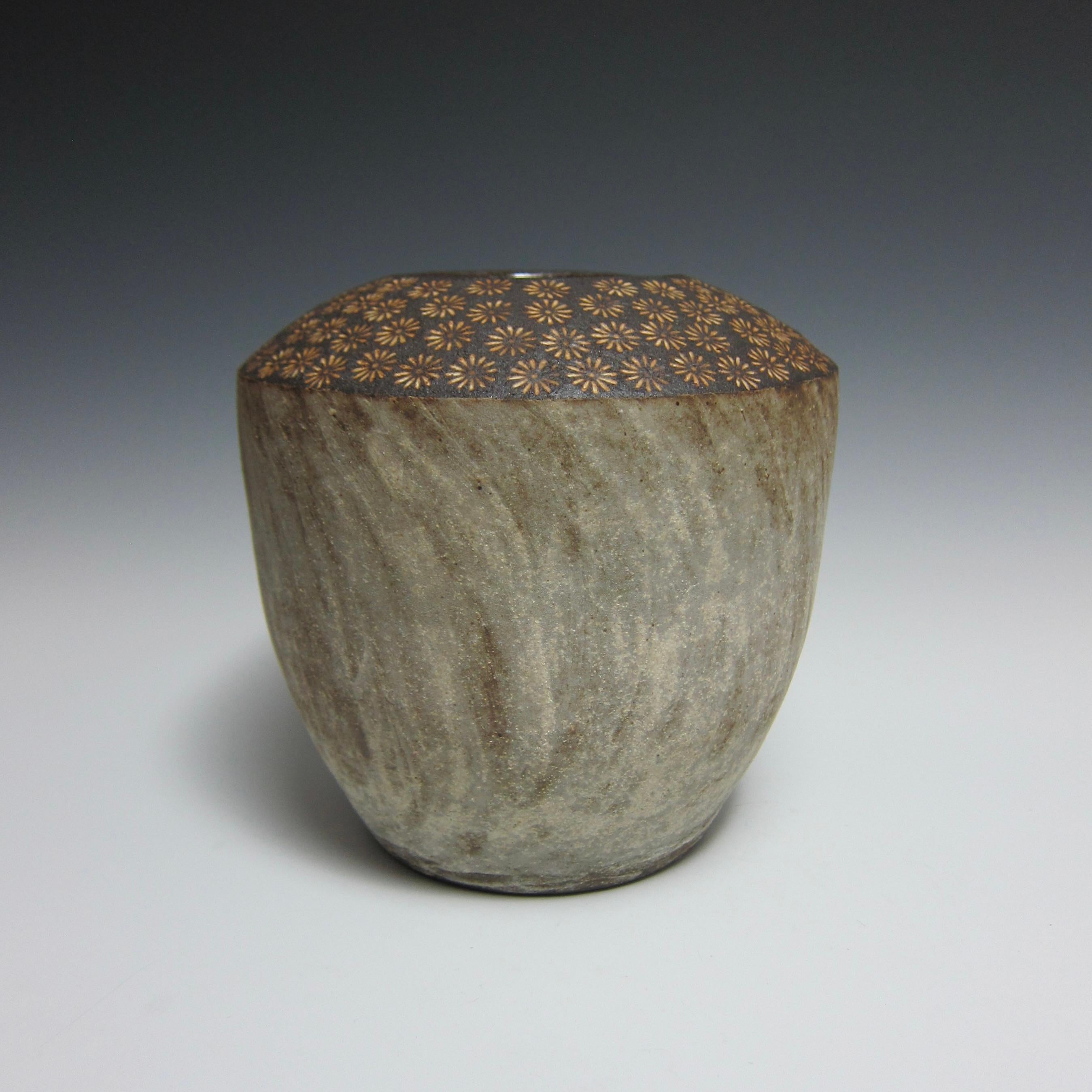 Wheel Thrown Flower Stamped Buncheong Vase by Jason Fox

6 1/2