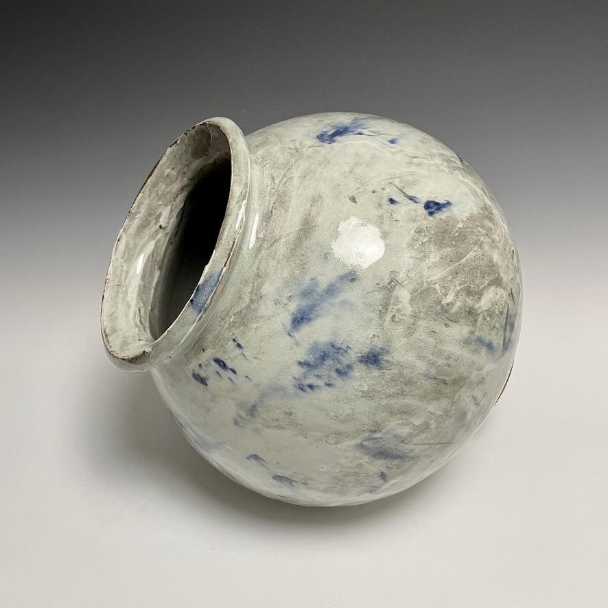 Glazed Wheel Thrown Moon Jar by Jason Fox For Sale