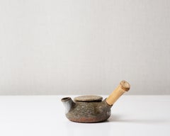 Wheel thrown Teapot with bamboo stick