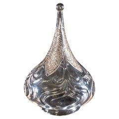 Wheel-Turned Clear Glass Shade with Peacock Feather Design & Textured Top