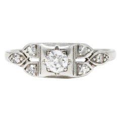 Wheeler 
Co. Late Art Deco Old European Cut Diamond Platinum Ring