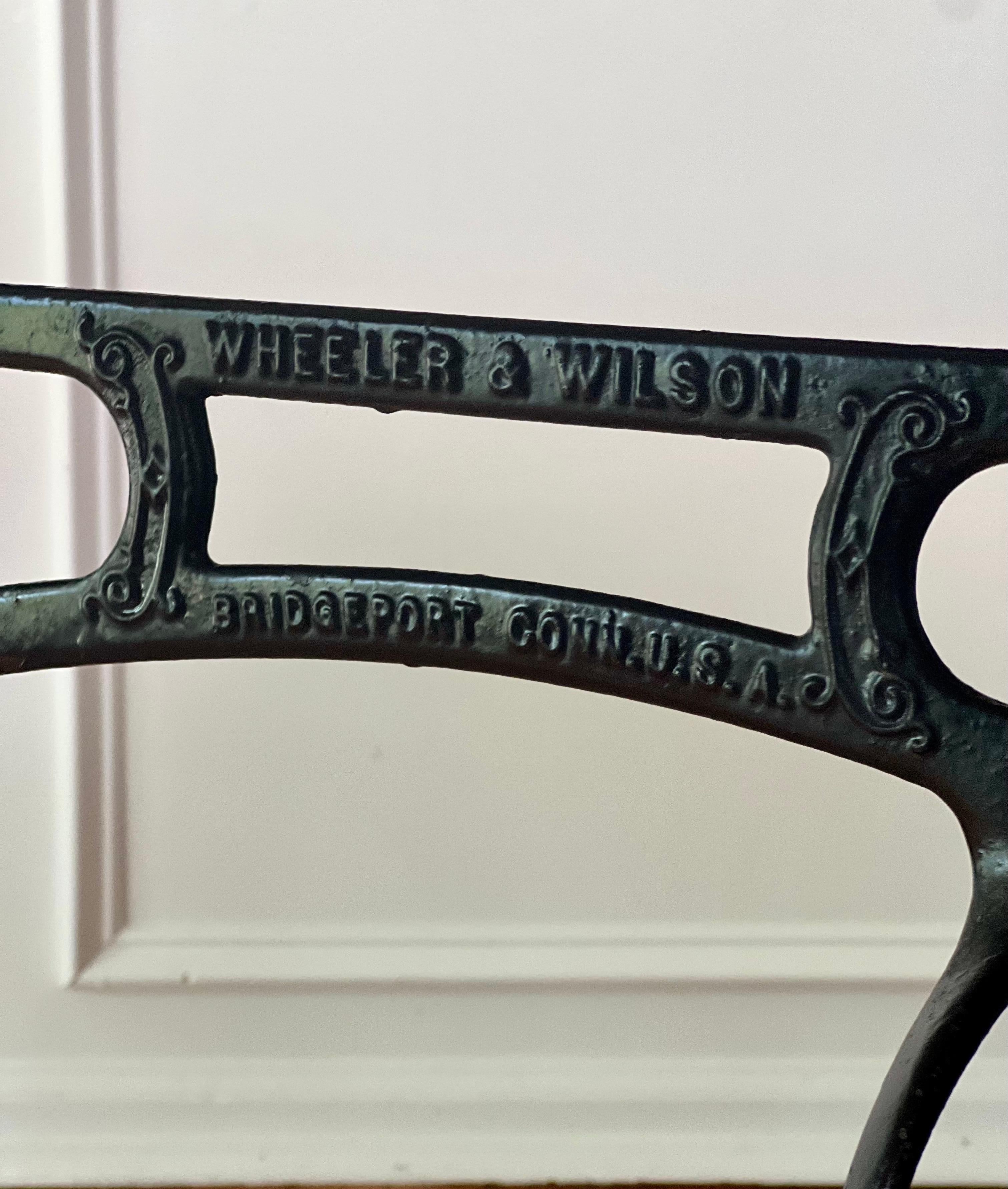 Wheeler & Wilson Iron Base Sewing Machine Worktable with Marble Top For Sale 9