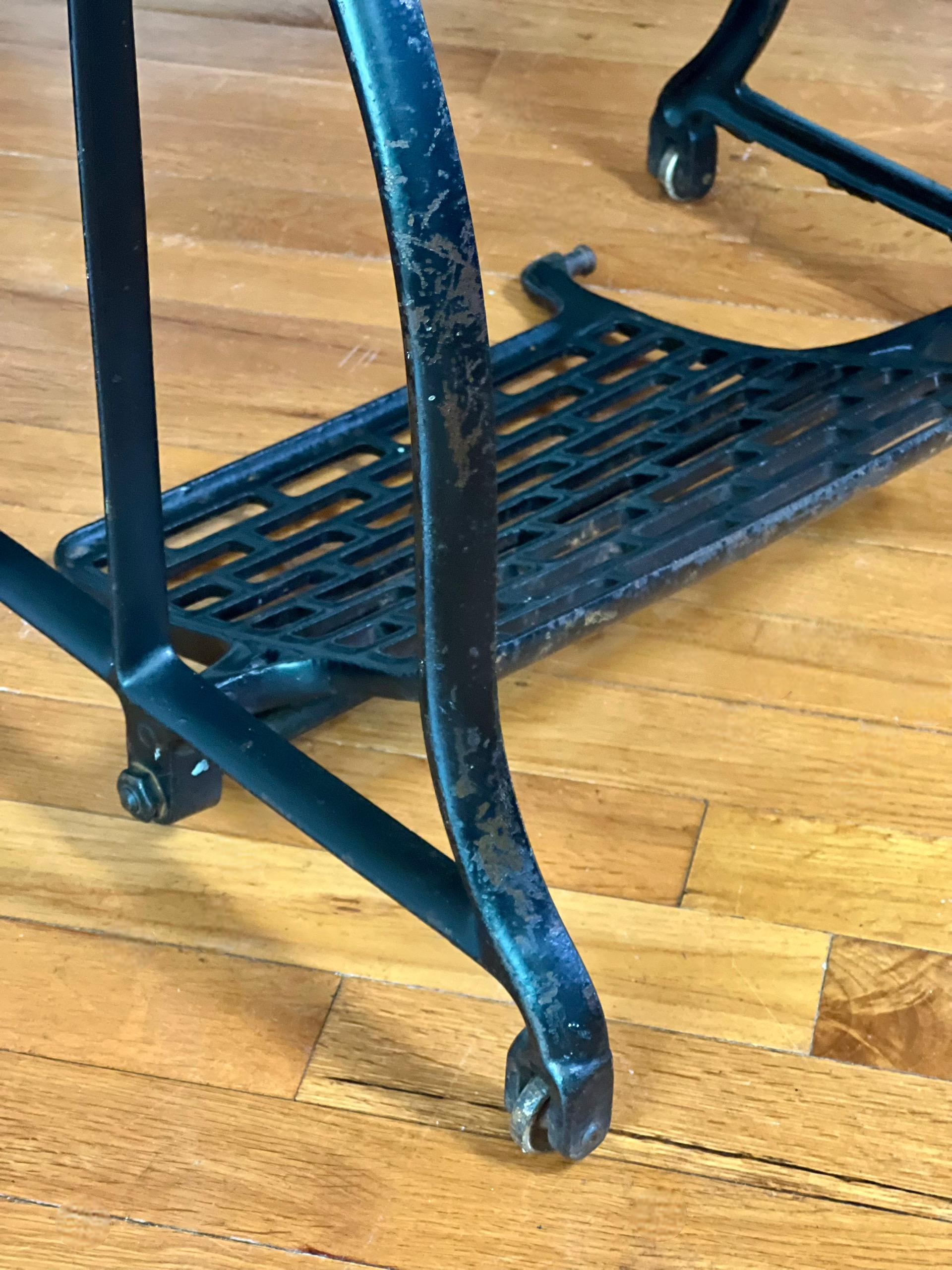 Wheeler & Wilson Iron Base Sewing Machine Worktable with Marble Top In Good Condition For Sale In Doylestown, PA