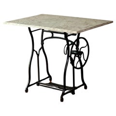Wheeler & Wilson Iron Base Sewing Machine Worktable with Marble Top