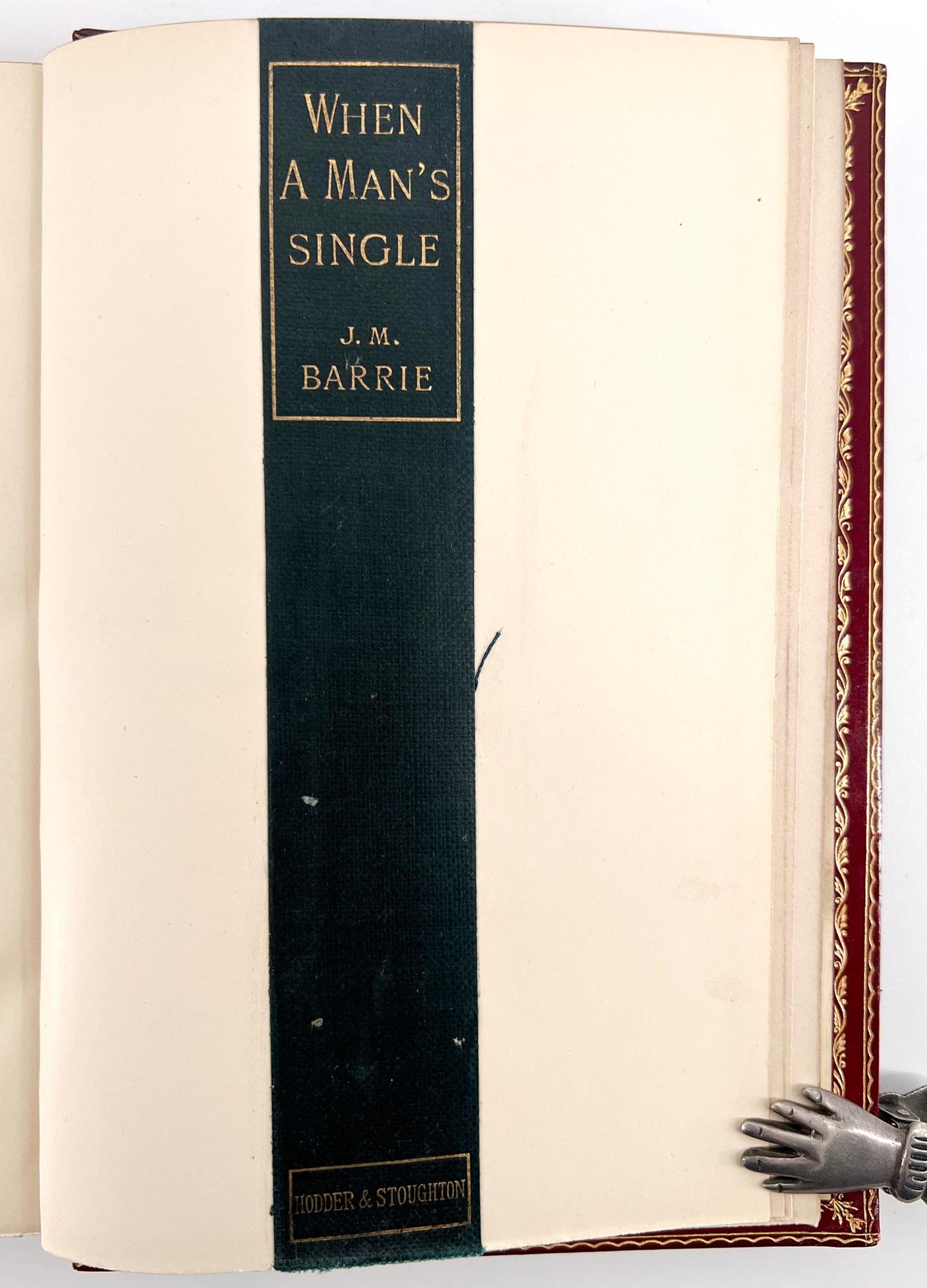 When A Man's Single by J. M. Barrie - creator of PETER PAN In Good Condition For Sale In Middletown, NY