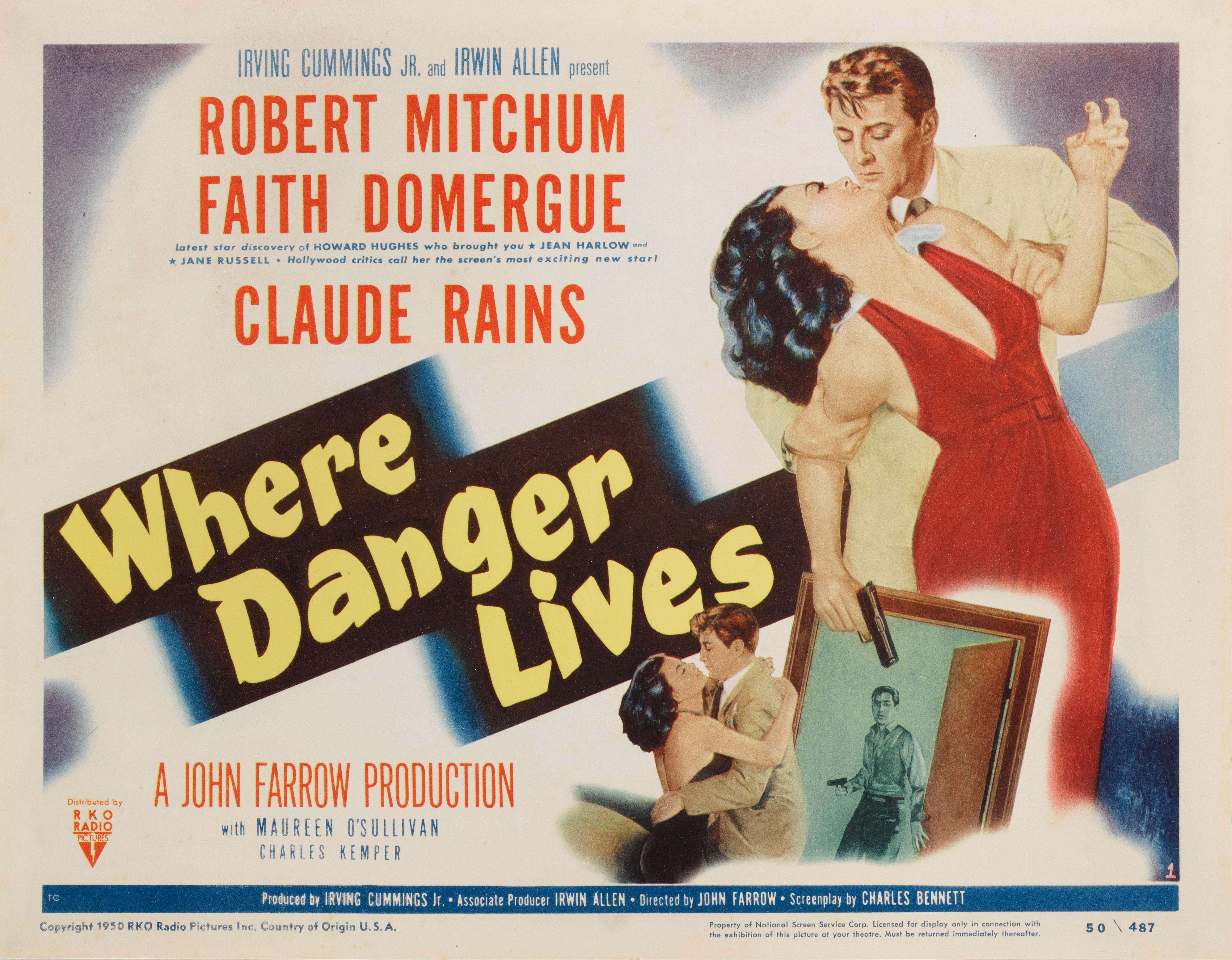 Tarjeta de título original de EE.UU. para la película de cine negro de 1950 dirigida por John Farrow y Robert Mitchum, Faith Domergue, Claude Rains.