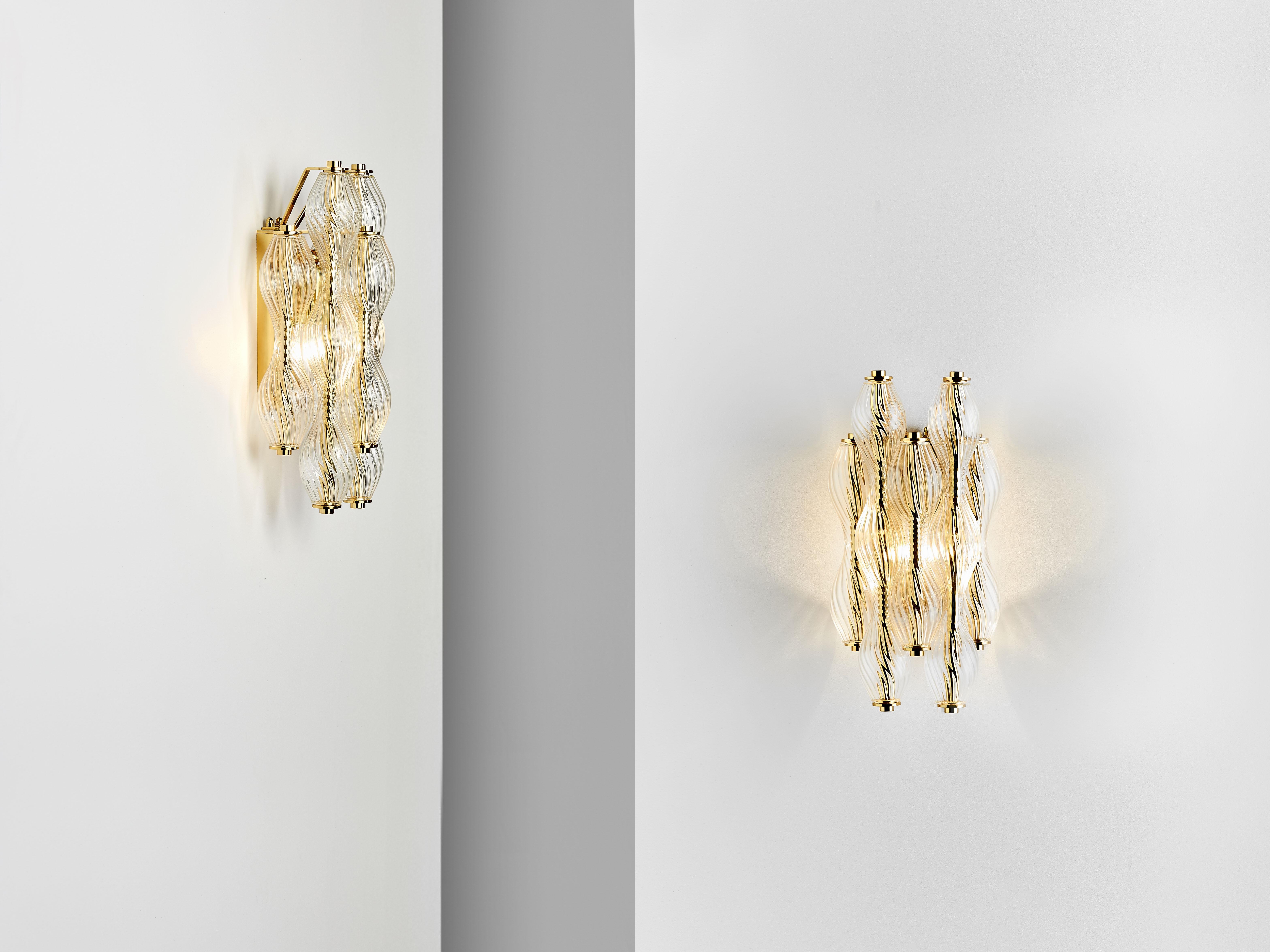 Wherwell Wall Light Sconce, Hand Crafted SolidBrass and Hand Blown Glass In New Condition For Sale In London, GB