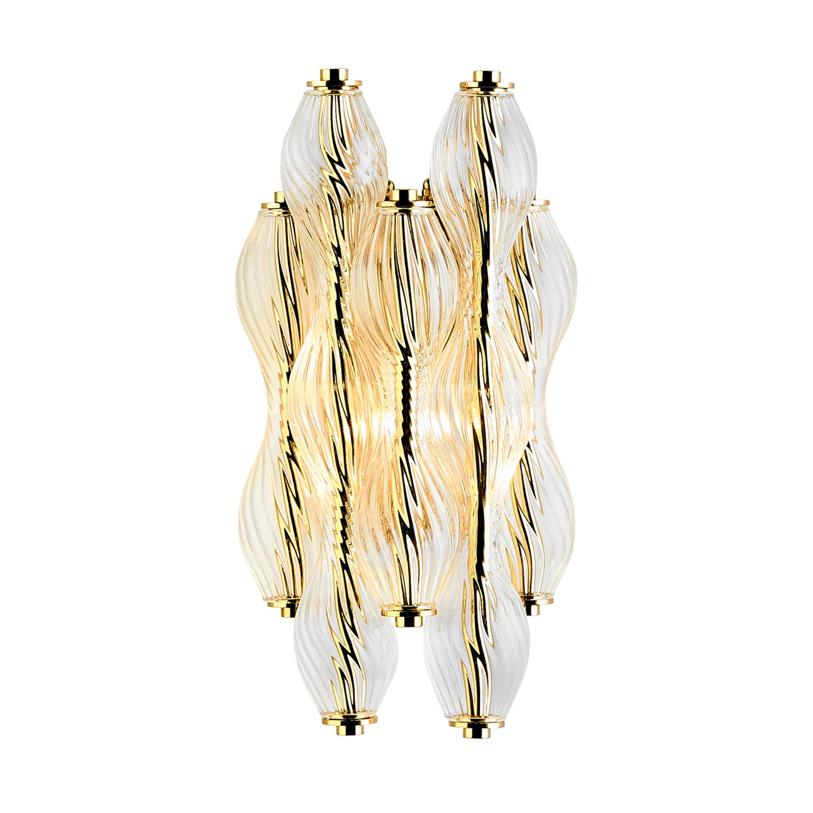 Wherwell Wall Light Sconce, Hand Crafted SolidBrass and Hand Blown Glass