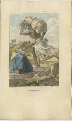 Whidahs (Quidah) - Antique Hand-Colored Ethnographic Engraving (c.1810)
