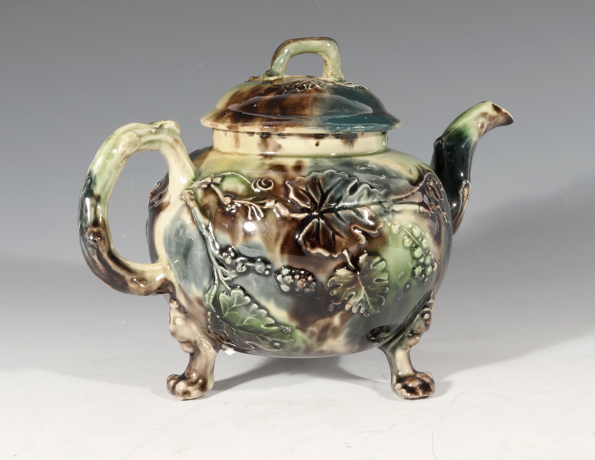 English Whieldon Creamware Earthenware Pottery Teapot & Cover For Sale