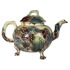 Antique Whieldon Creamware Earthenware Pottery Teapot & Cover
