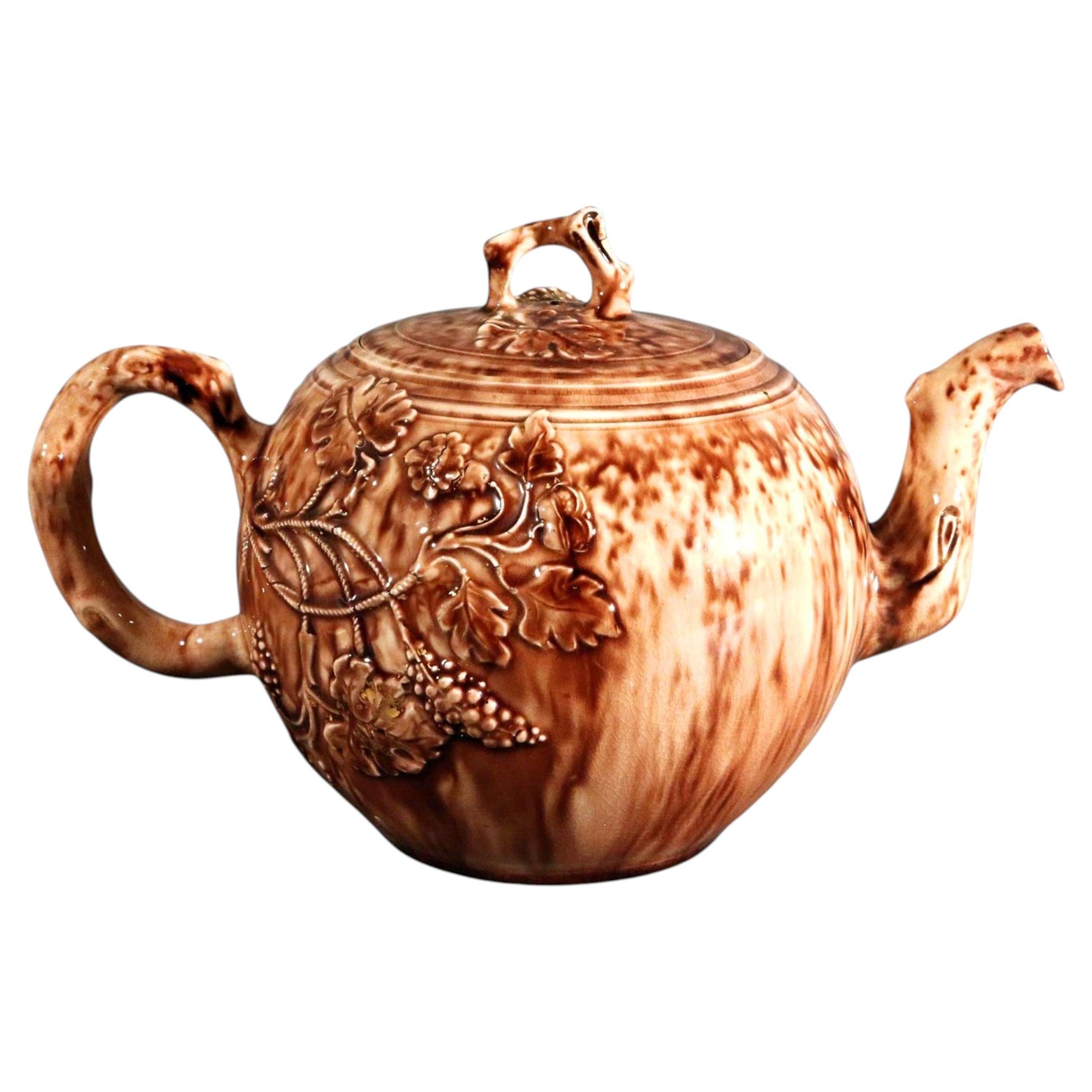 Whieldon Creamware Tortoiseshell Glaze Teapot, Staffordshire, Circa 1765 For Sale