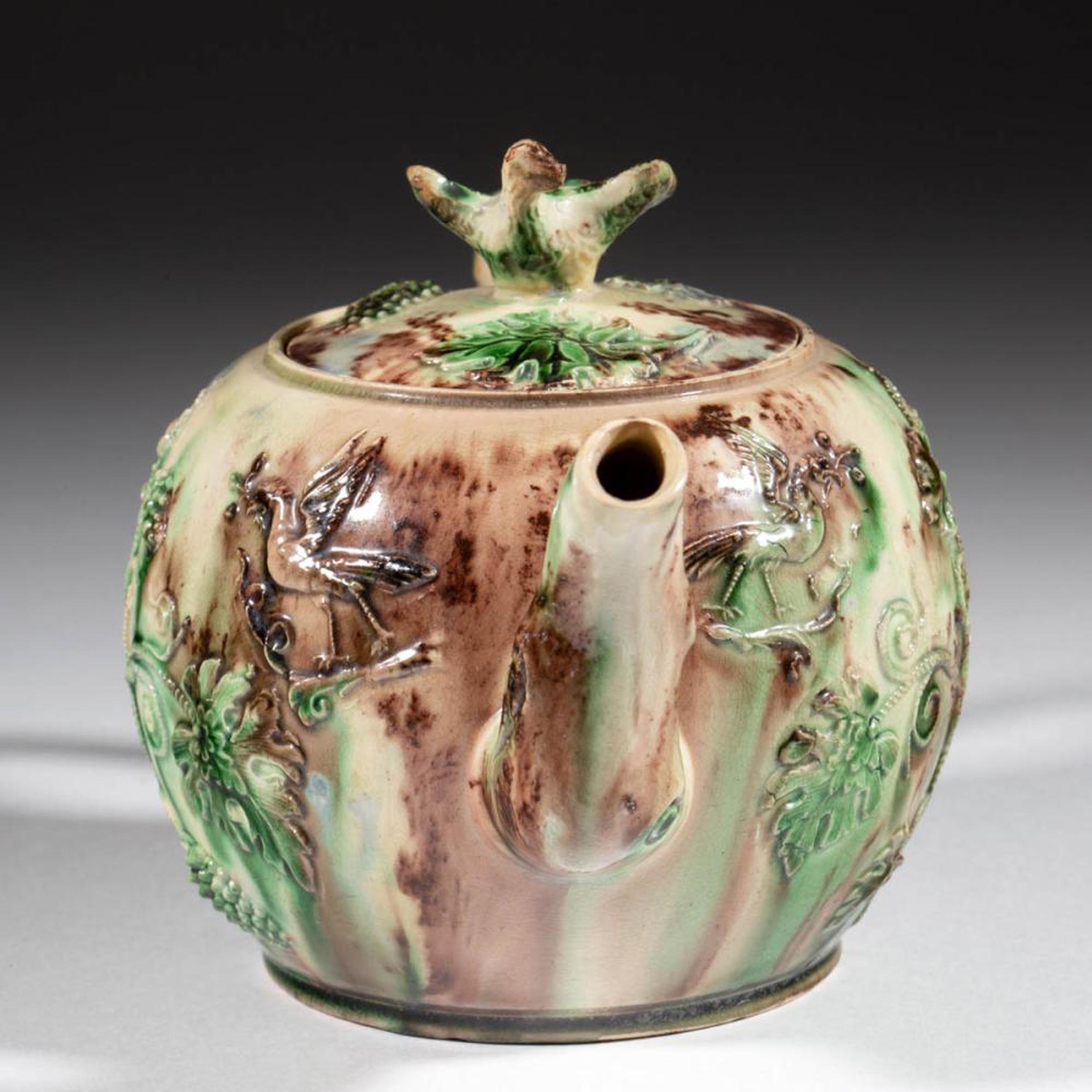 18th Century Whieldon-Type Creamware Apple Teapot and Cover, Staffordshire