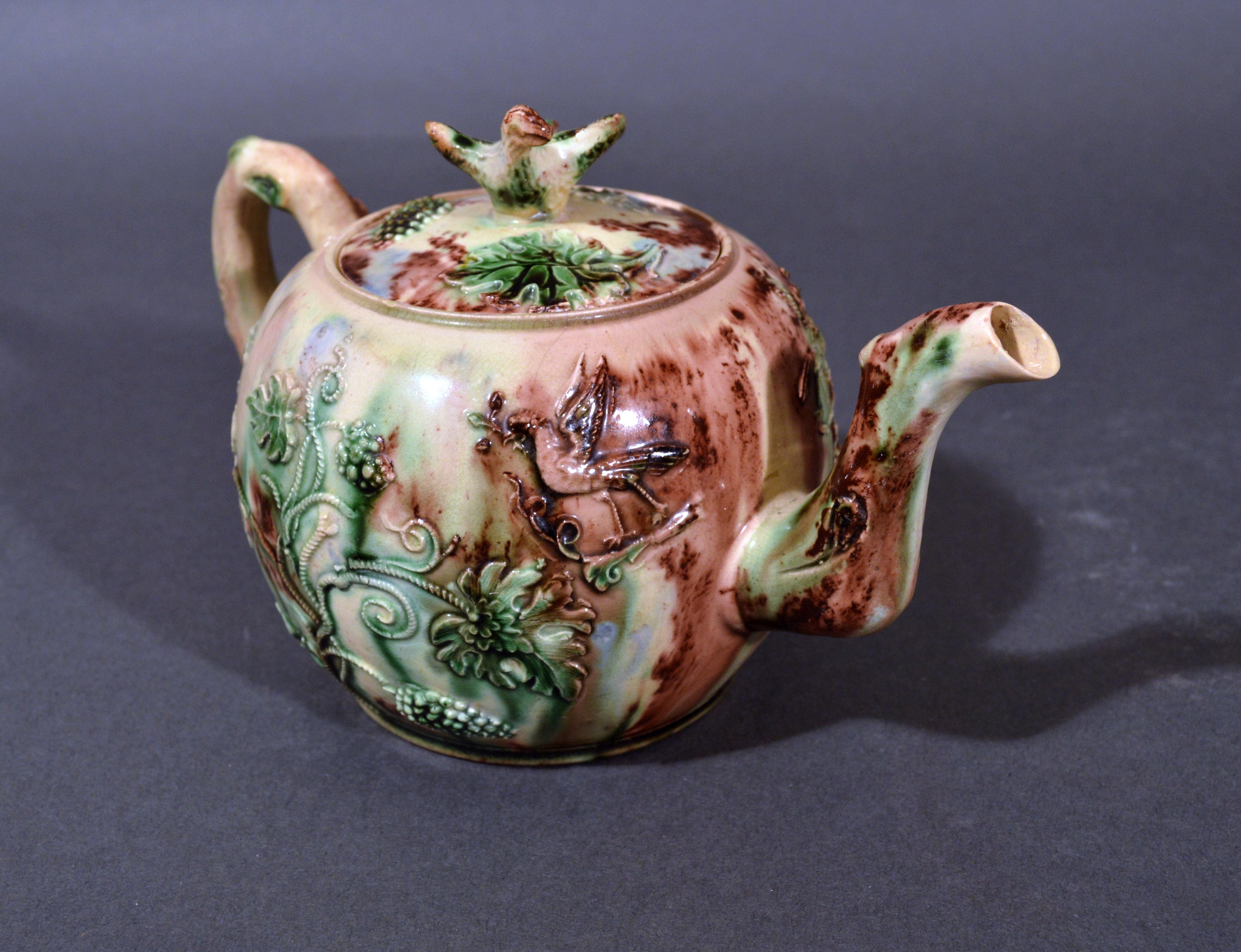 Whieldon-Type Creamware Apple Teapot and Cover, Staffordshire 1