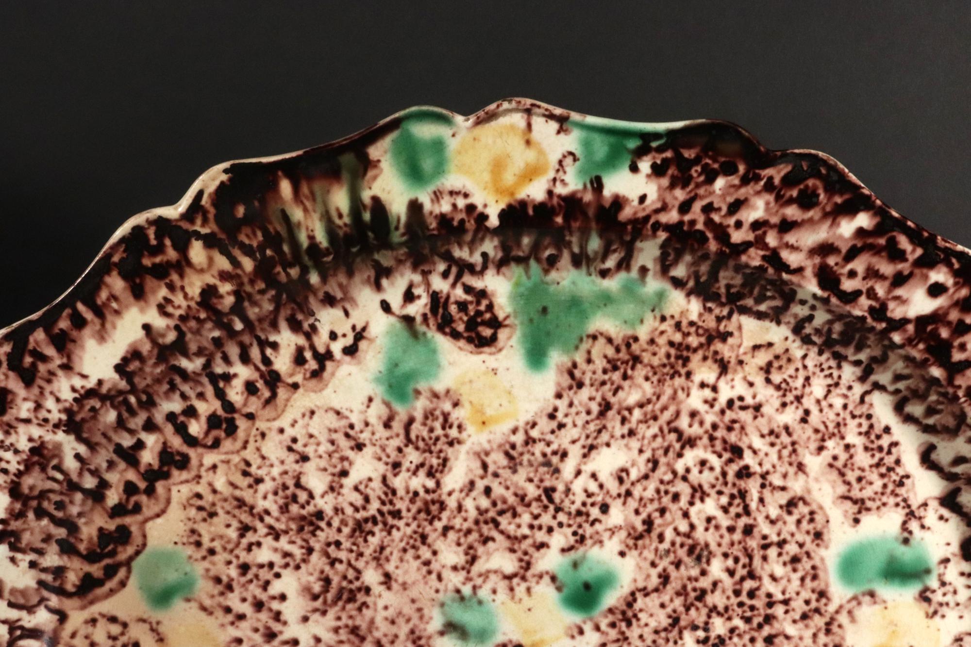 English Whieldon-type Large Creamware Pottery Tortoiseshell Platter For Sale
