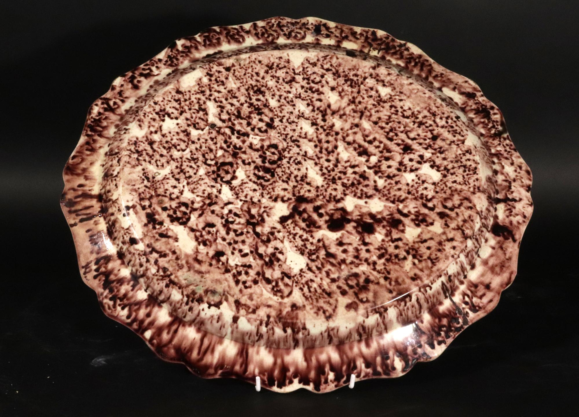 Whieldon-type Large Creamware Pottery Tortoiseshell Platter For Sale 2