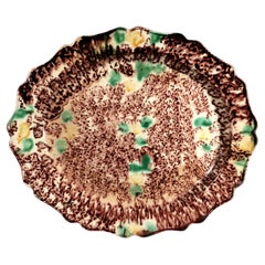 Whieldon-type Large Creamware Pottery Tortoiseshell Platter