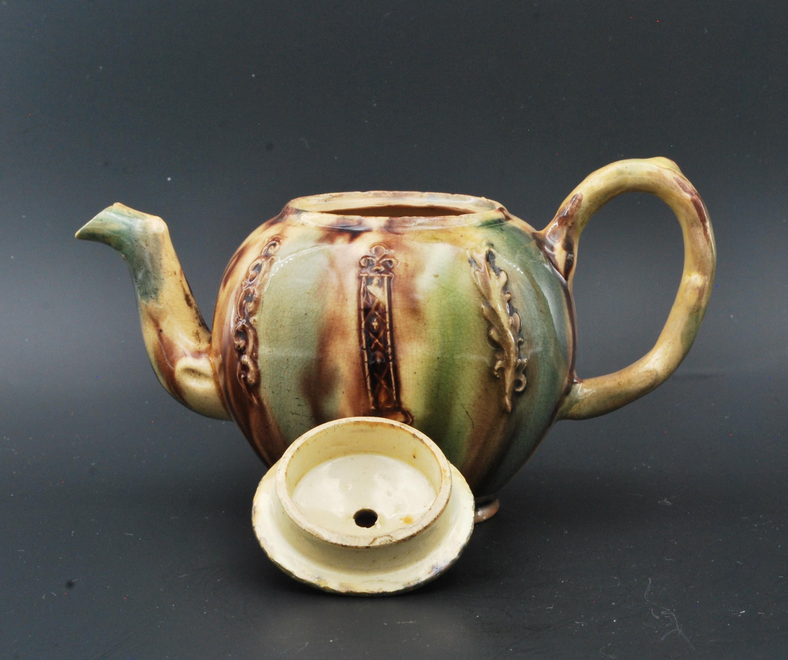 Earthenware Whieldonware Teapot, England, C1765 For Sale