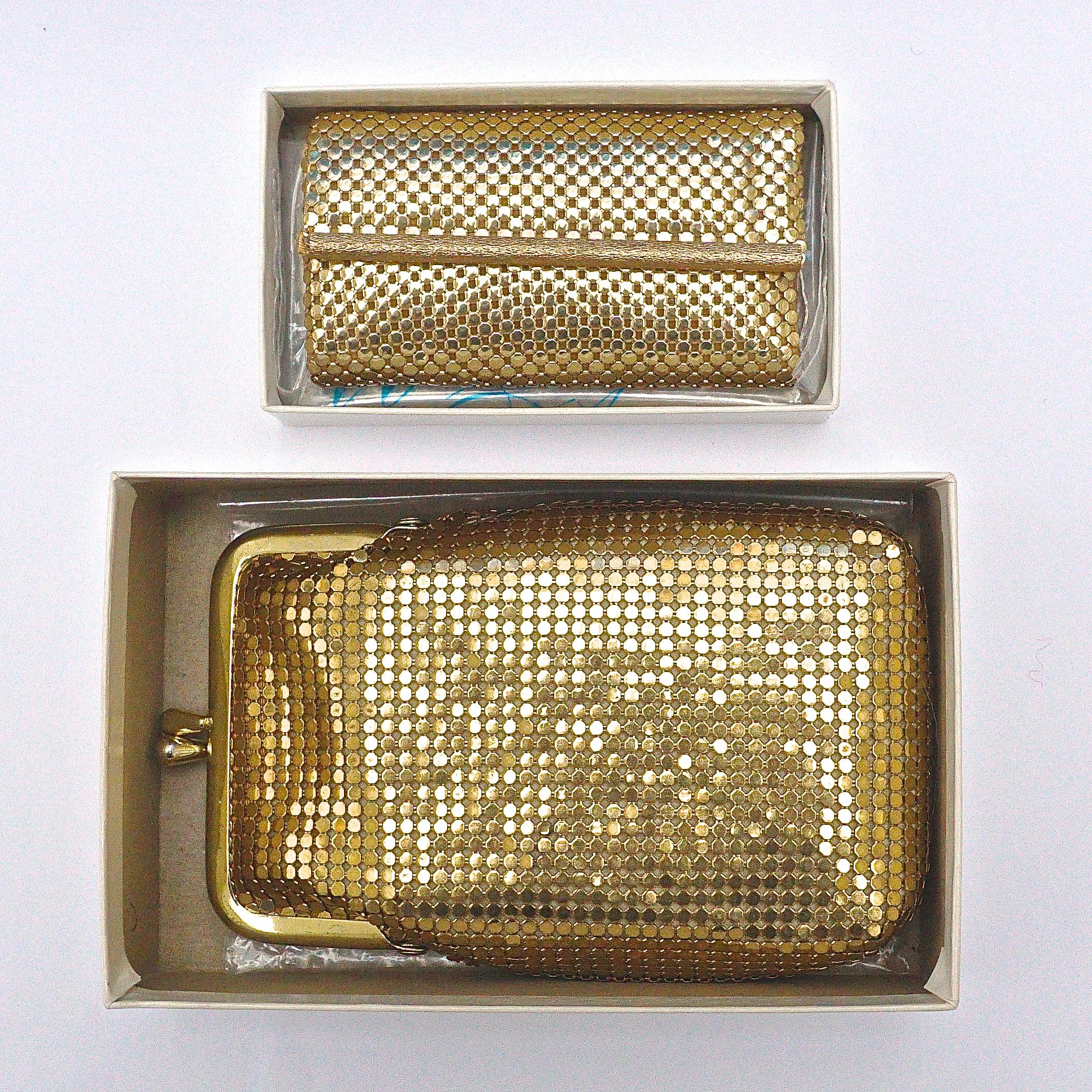 Whiting & Davis Gold Mesh Purse and Key Holder in Original Boxes 2