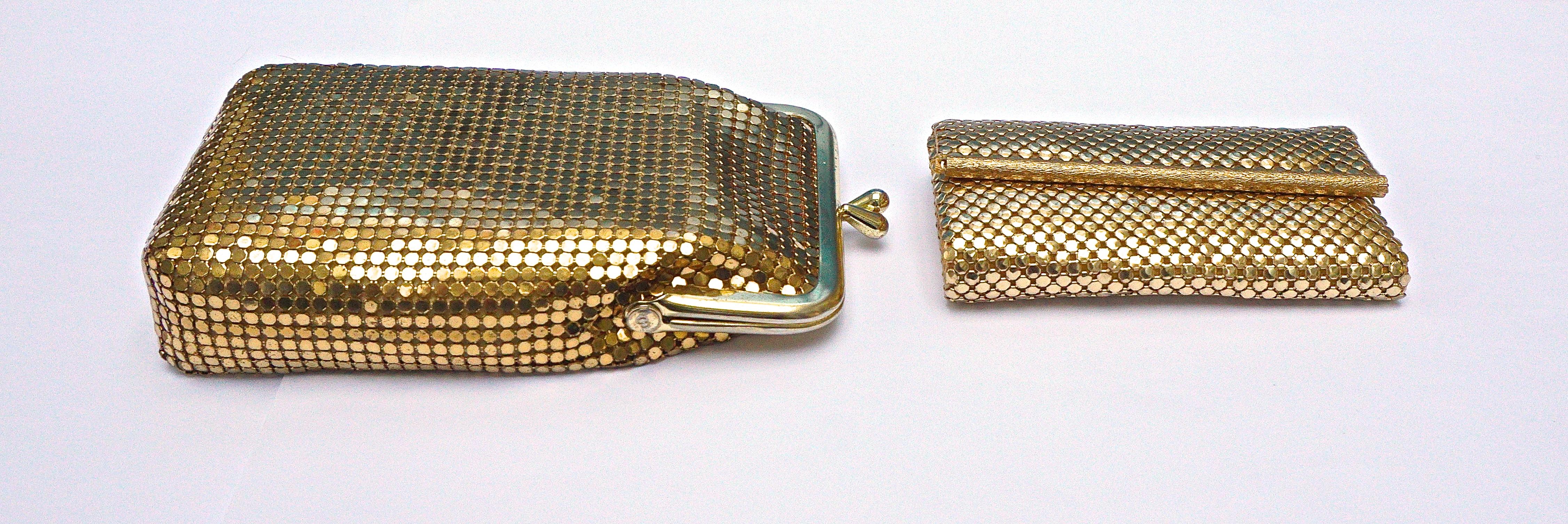 Whiting & Davis Gold Mesh Purse and Key Holder in Original Boxes In Good Condition In London, GB