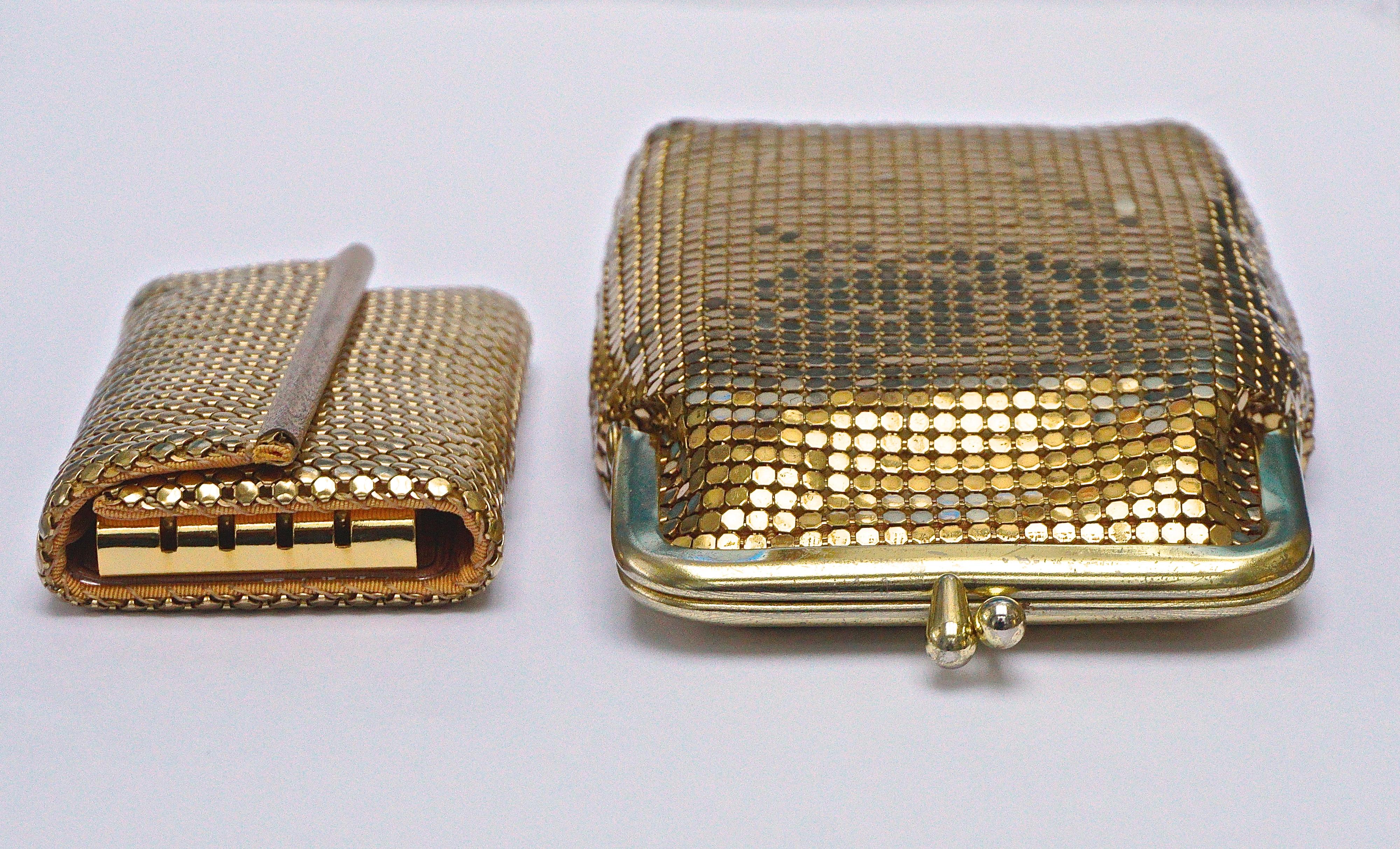 Women's or Men's Whiting & Davis Gold Mesh Purse and Key Holder in Original Boxes