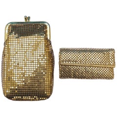 Whiting & Davis - Porte-monnaie et porte-clés en maille d'or dans leurs boîtes d'origine