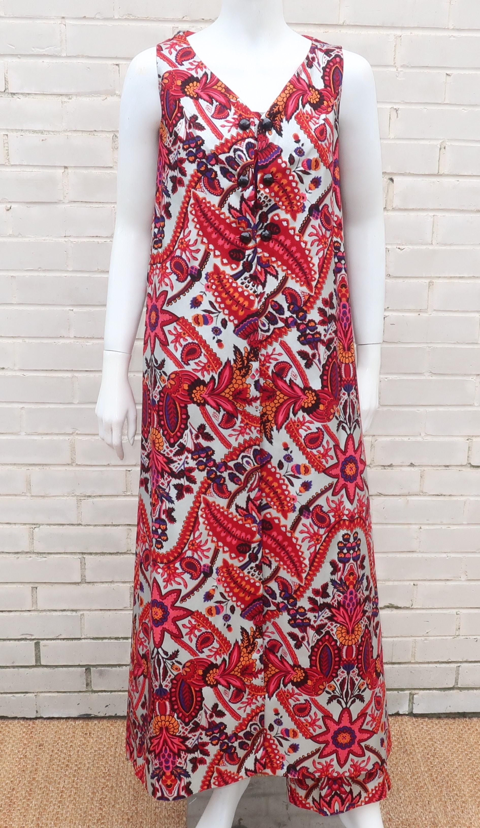 Whims of California Two Piece Pants & Maxi Vest Dress, 1960's For Sale 5