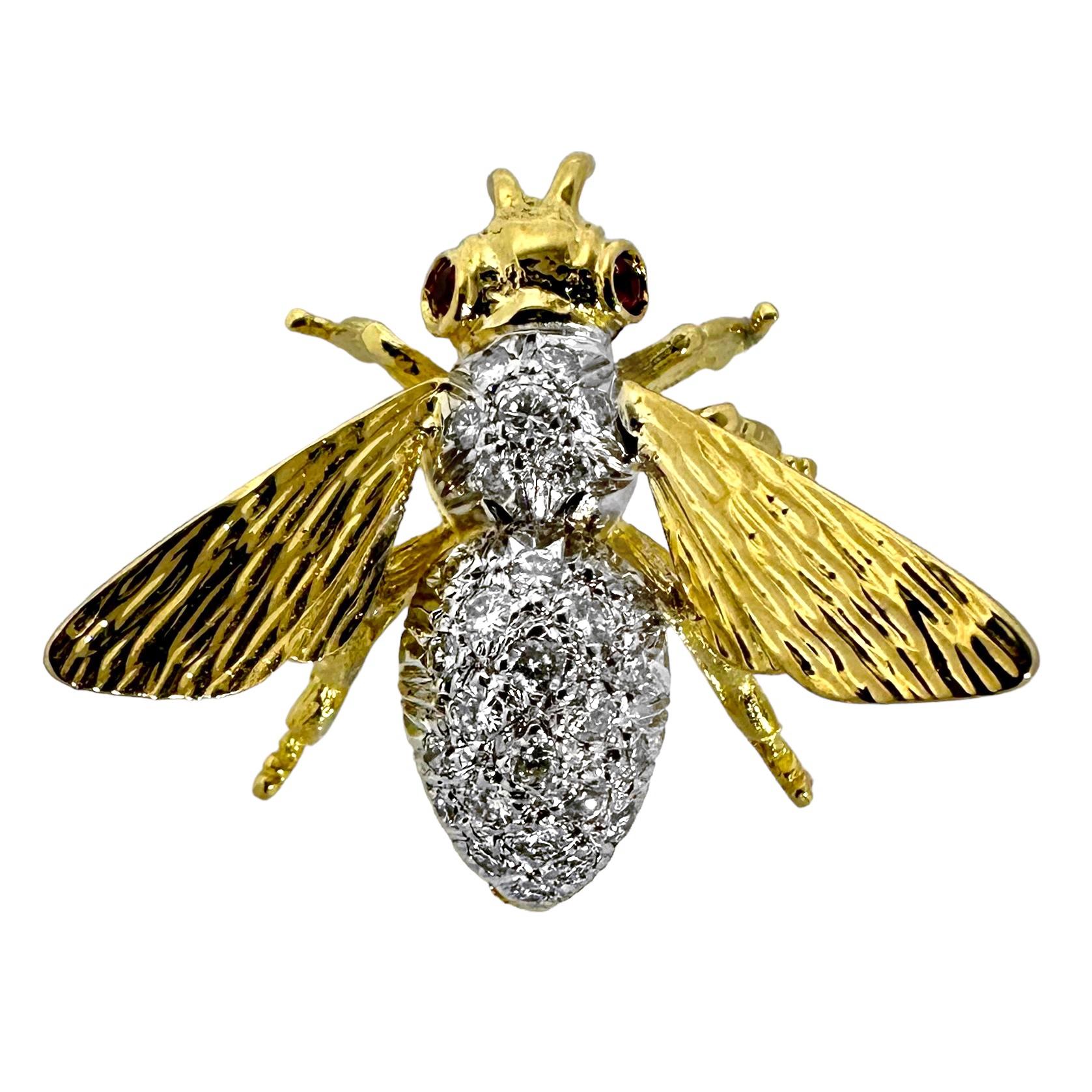 Skurrile 18k Gelbgold  Italienischer Diamantsatz Honey Bee (Alteuropäischer Brillantschliff) im Angebot